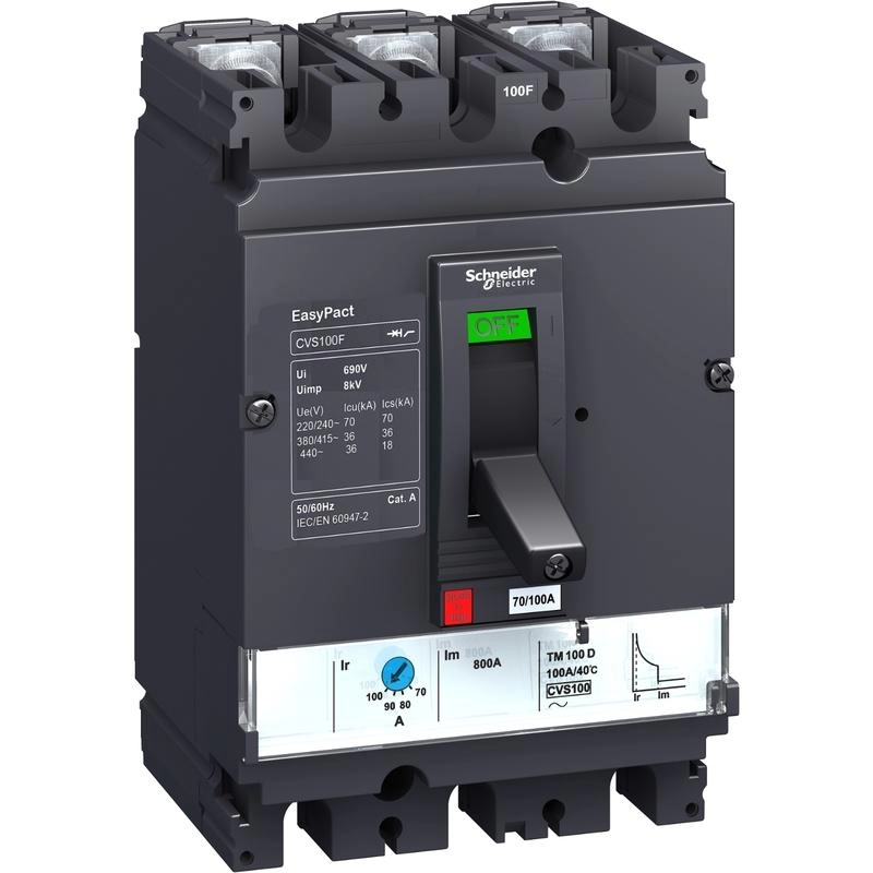 Interruptor automático CVS250B 25kA con relé TMD200 3P3D